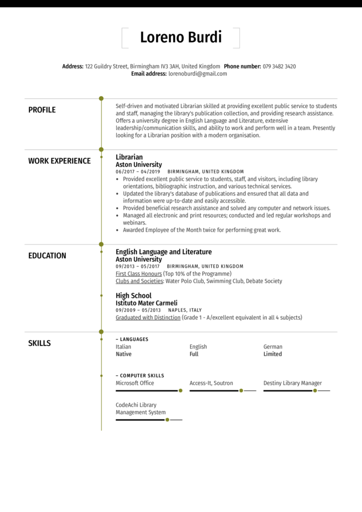 Top Librarian Resume Examples Samples   Librarian 1 724x1024 